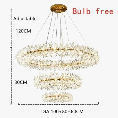 Lustre en cristal de fleur moderne luxe Suspension LED pour salon 60 80 100 cm anneaux suspendus