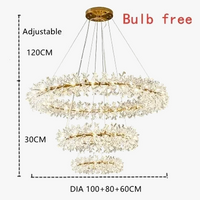 Lustre en cristal de fleur moderne luxe Suspension LED pour salon 60 80 100 cm anneaux suspendus