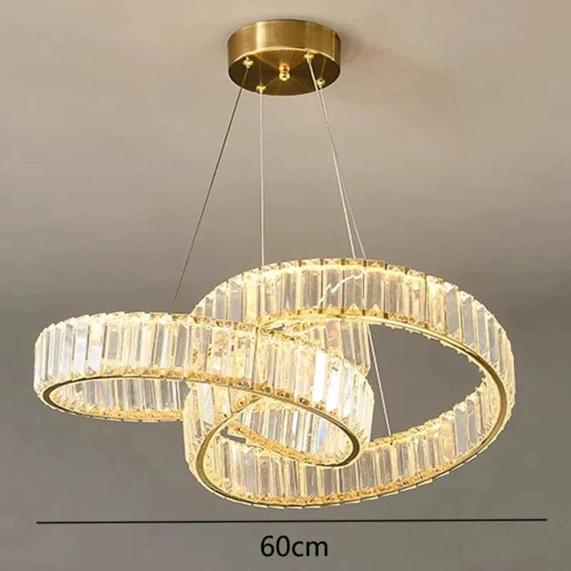 Lustre en cristal de luxe pour décoration intérieure modernisque | Marco Lucetti Longueur 60cm / Gradation à distance RC