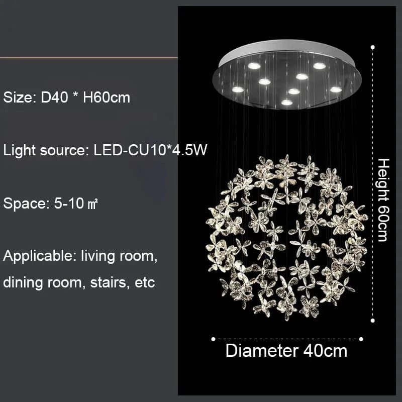 Lustre en cristal de luxe pour salon et chambre, plafonnier moderne circulaire LED | Marco Lucetti P40XH60cm / Corps de lampe doré / Lumière blanche (6000K)