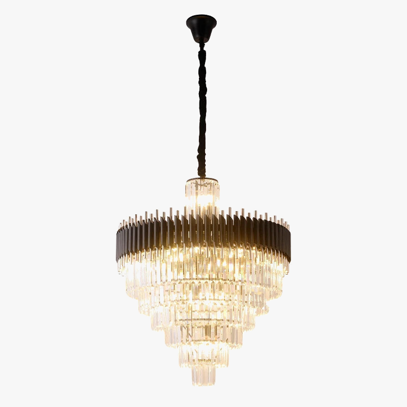 Lustre en Cristal Noir de Luxe Moderne LED