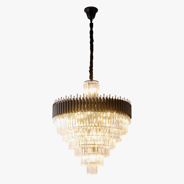 Lustre en Cristal Noir de Luxe Moderne LED