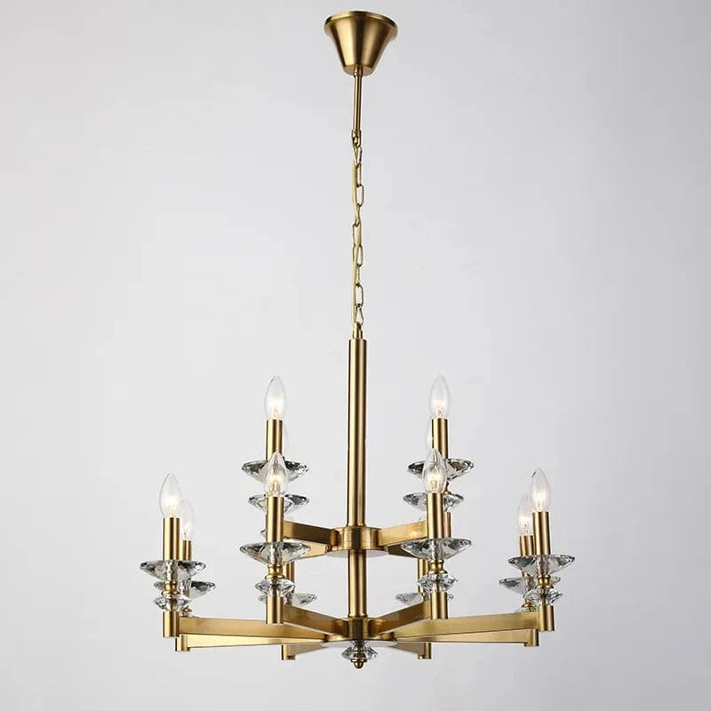 Lustre en cristal de style industriel européen rétro en fer | Marco Lucetti 12 têtes / Gloire / Blanc chaud