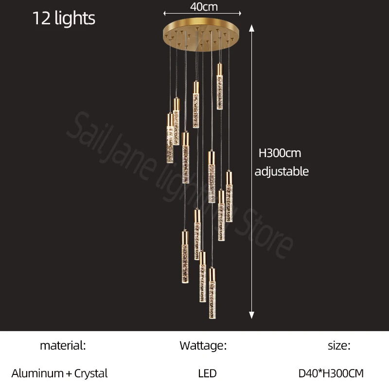 Lustre en cristal design cylindrique - Élégance lumineuse