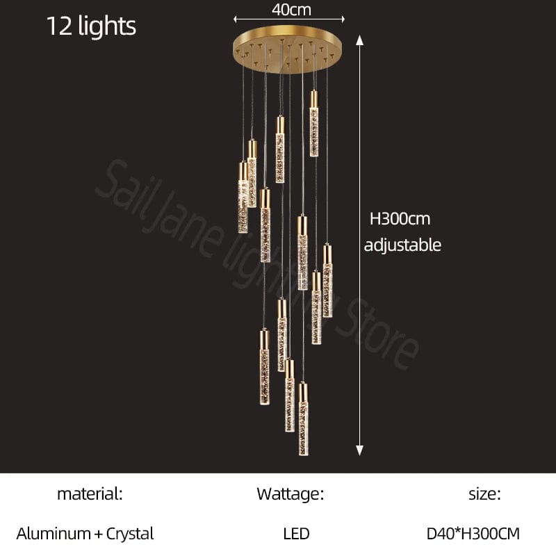 Lustre en cristal design cylindrique - Élégance lumineuse | Marco Lucetti