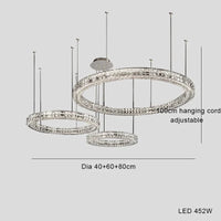 Lustre en cristal design de luxe - Collection Éclat Moderne | Marco Lucetti 40 60 80cm / Cadre doré / Tricolore