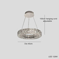 Lustre en cristal design de luxe - Collection Éclat Moderne | Marco Lucetti Dia40cm / Cadre argenté / Lumière chaude