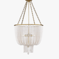 Lustre en cristal doré/chrome avec perles en bois - Éclairage LED E14 reconnaissable | Marco Lucetti