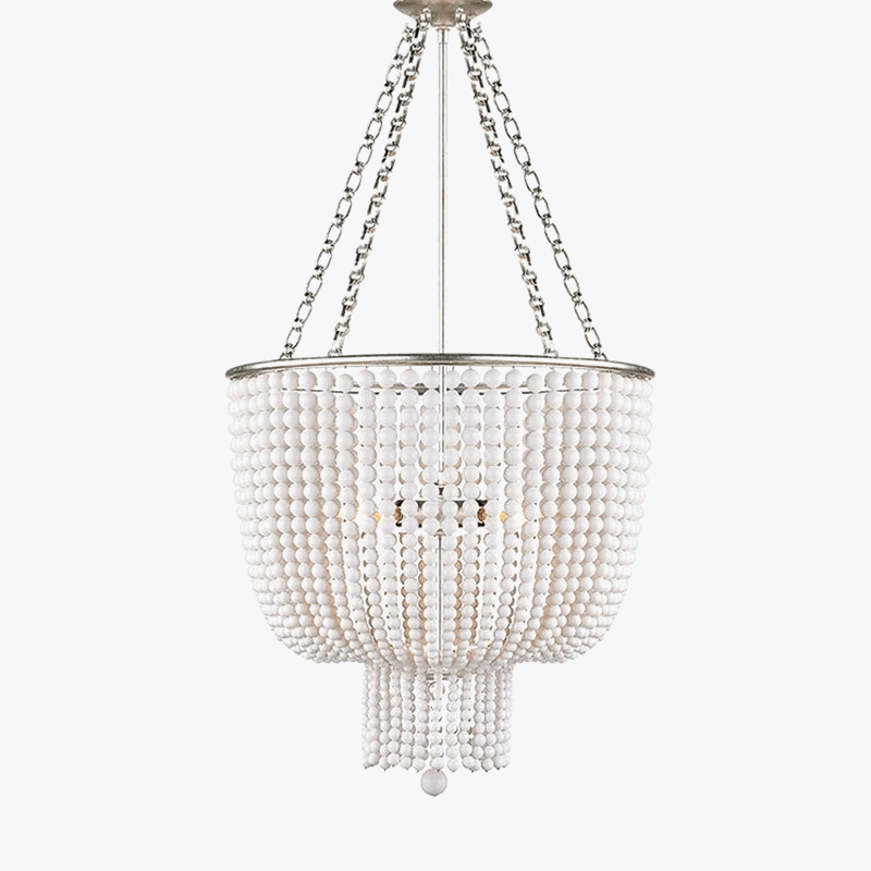 Lustre en cristal doré/chrome avec perles en bois - Éclairage LED E14 reconnaissable | Marco Lucetti