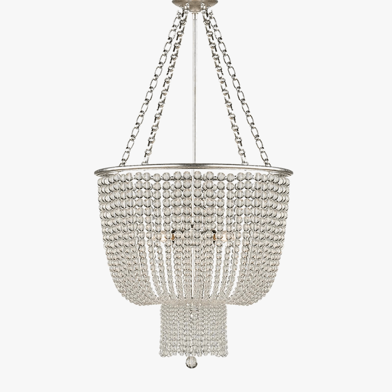 Lustre en cristal doré/chrome avec perles en bois - Éclairage LED E14 reconnaissable | Marco Lucetti