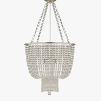 Lustre en cristal doré/chrome avec perles en bois - Éclairage LED E14 reconnaissable | Marco Lucetti