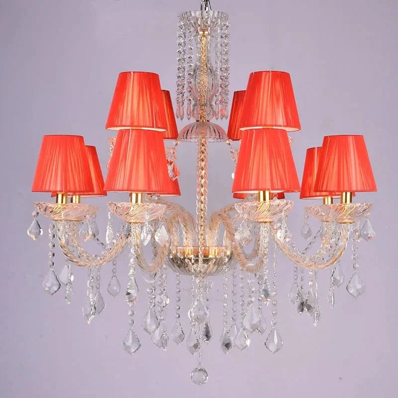 Lustre en cristal européen pour un éclairage élégant et raffiné | Marco Lucetti Avec couverture rouge