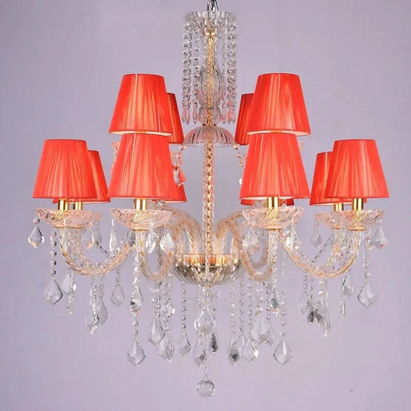 Lustre en cristal européen pour un éclairage élégant et raffiné | Marco Lucetti Avec couverture rouge