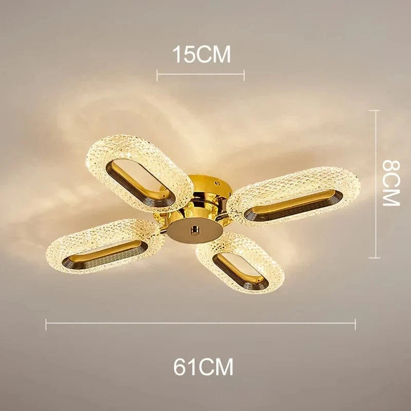 Lustre en Cristal Fleur LED SANDYHA pour Salon Salle à Manger Villa | Marco Lucetti 4 têtes / 90-260V / Lumière chaude