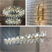 Lustre en cristal Fleur Luminaire de Luxe avec Anneaux Ronds - Collection Élégance Cristalline
