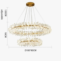 Lustre en cristal Fleur Luminaire de Luxe avec Anneaux Ronds - Collection Élégance Cristalline