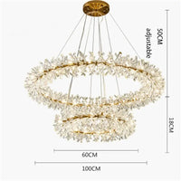 Lustre en cristal Fleur Luminaire de Luxe avec Anneaux Ronds - Collection Élégance Cristalline