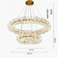 Lustre en cristal Fleur Luminaire de Luxe avec Anneaux Ronds - Collection Élégance Cristalline