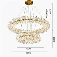 Lustre en cristal Fleur Luminaire de Luxe avec Anneaux Ronds - Collection Élégance Cristalline | Marco Lucetti Diamètre 40 80 cm / Lumière naturelle