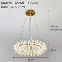 Lustre en cristal Fleur Luminaire de Luxe avec Anneaux Ronds - Collection Élégance Cristalline | Marco Lucetti Diamètre 40cm / Lumière naturelle