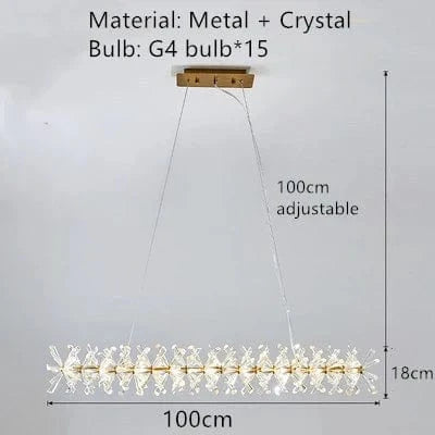 Lustre en cristal Fleur Luminaire de Luxe avec Anneaux Ronds - Collection Élégance Cristalline | Marco Lucetti L100cm / Lumière naturelle