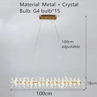 Lustre en cristal Fleur Luminaire de Luxe avec Anneaux Ronds - Collection Élégance Cristalline | Marco Lucetti L100cm / Lumière naturelle