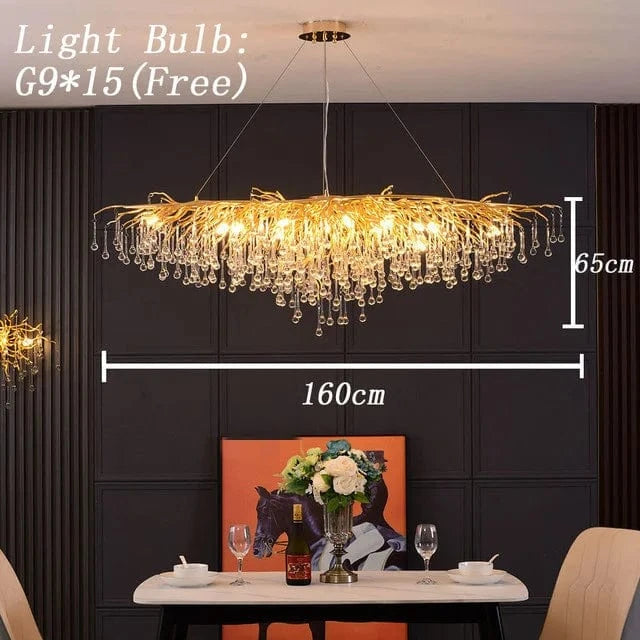 Lustre en Cristal LED de Luxe Moderne pour un Intérieur Élégant | Marco Lucetti Longueur 160cm / Lumières blanches chaudes