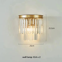 Lustre en Cristal LED Moderne Américain pour Salon Salle à Manger Villa | Marco Lucetti 2 têtes mur doré