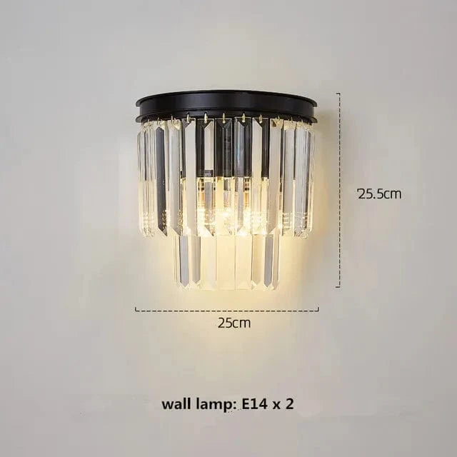 Lustre en Cristal LED Moderne Américain pour Salon Salle à Manger Villa | Marco Lucetti 2 têtes mur noir