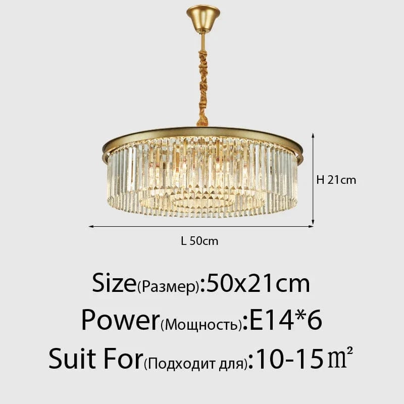 Lustre en Cristal LED Moderne Américain pour Salon Salle à Manger Villa | Marco Lucetti 6 têtes d&#39;or
