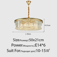 Lustre en Cristal LED Moderne Américain pour Salon Salle à Manger Villa | Marco Lucetti 6 têtes d&#39;or