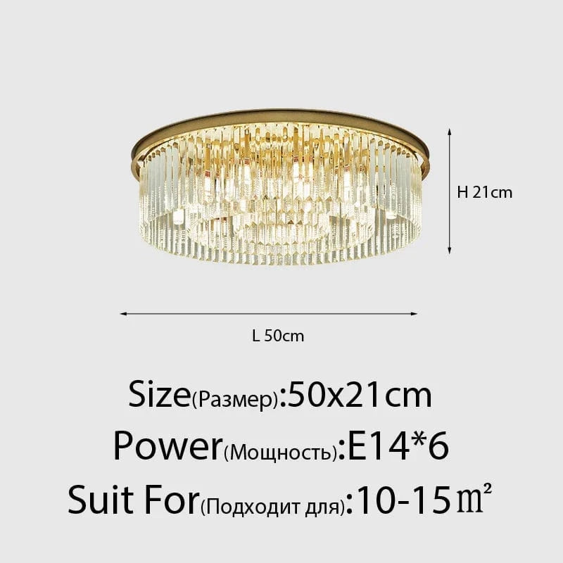 Lustre en Cristal LED Moderne Américain pour Salon Salle à Manger Villa | Marco Lucetti 6têtes or1