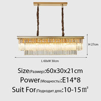 Lustre en Cristal LED Moderne Américain pour Salon Salle à Manger Villa | Marco Lucetti 8 têtes d&#39;or