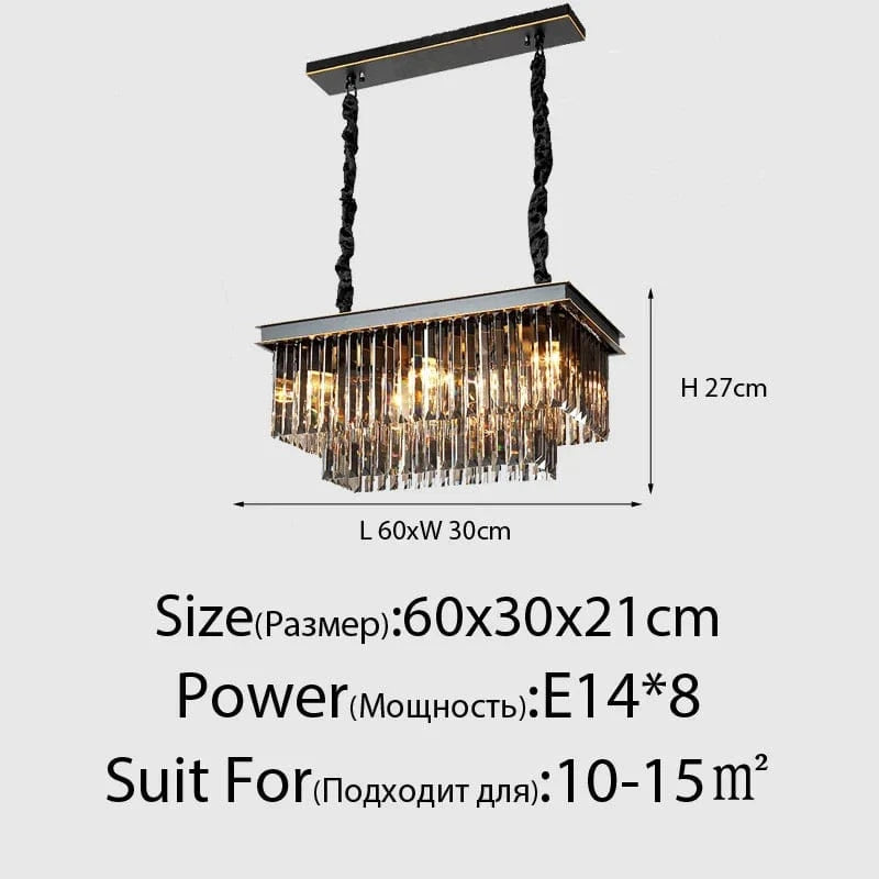 Lustre en Cristal LED Moderne Américain pour Salon Salle à Manger Villa | Marco Lucetti 8 têtes noires