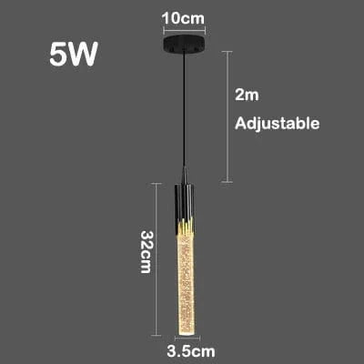 Lustre en cristal LED moderne pour hôtel et bar élégant | Marco Lucetti Noir-A 1 Tête / Blanc froid 6 000 K.