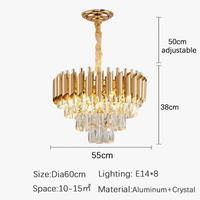 Lustre en cristal luxueux avec éclairage LED pour intérieur - Élégance illuminée