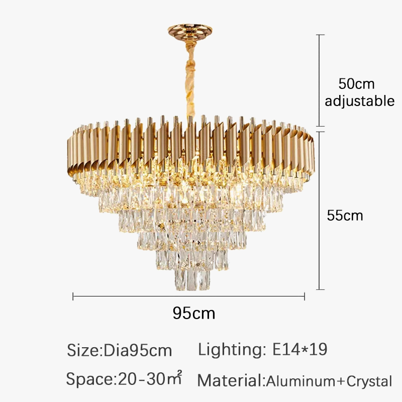Lustre en cristal luxueux avec éclairage LED pour intérieur - Élégance illuminée