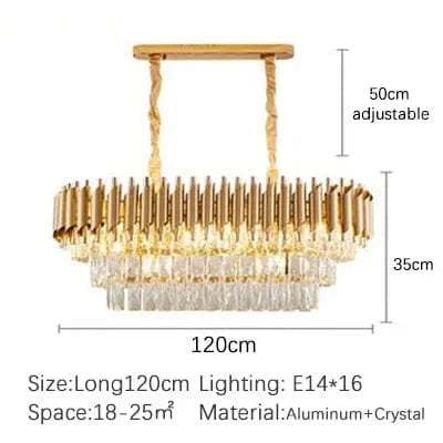 Lustre en cristal luxueux avec éclairage LED pour intérieur - Élégance illuminée | Marco Lucetti Longue 120 cm / Noir / Lumière chaude