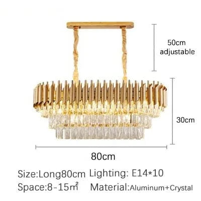 Lustre en cristal luxueux avec éclairage LED pour intérieur - Élégance illuminée | Marco Lucetti Longue 80 cm / Noir / Lumière chaude