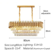 Lustre en cristal luxueux avec éclairage LED pour intérieur - Élégance illuminée | Marco Lucetti Longue 80 cm / Noir / Lumière chaude
