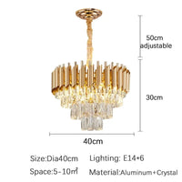 Lustre en cristal luxueux avec éclairage LED pour intérieur - Élégance illuminée | Marco Lucetti Rond 40CM / Or / Lumière blanche
