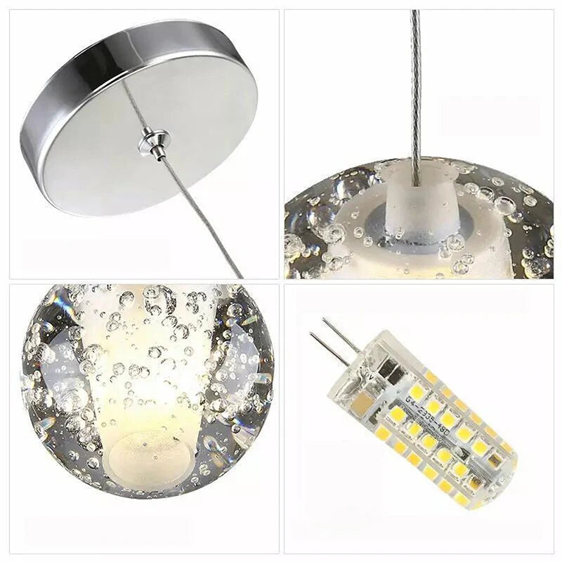 Lustre en cristal moderne avec boule tournante LED suspendue - LUXE LUMINEUX