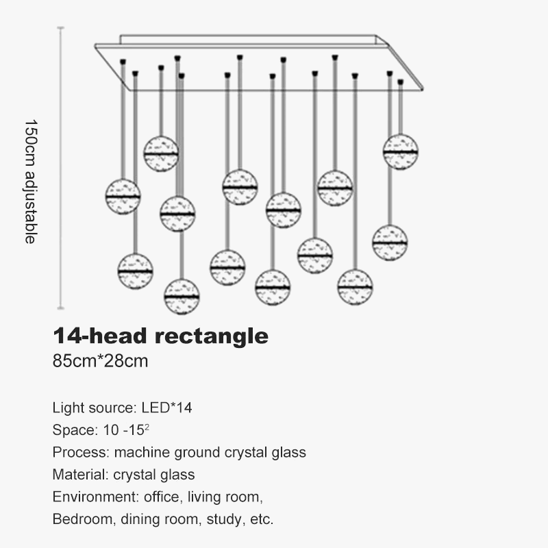 Lustre en cristal moderne avec boule tournante LED suspendue - LUXE LUMINEUX