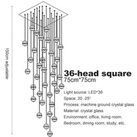 Lustre en cristal moderne avec boule tournante LED suspendue - LUXE LUMINEUX | Marco Lucetti 36 carrés de tête / Blanc chaud
