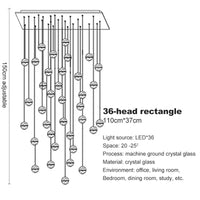 Lustre en cristal moderne avec boule tournante LED suspendue - LUXE LUMINEUX | Marco Lucetti 36 têtes-rectangle / Blanc chaud