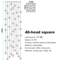 Lustre en cristal moderne avec boule tournante LED suspendue - LUXE LUMINEUX | Marco Lucetti 46 carrés de tête / Blanc chaud