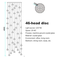 Lustre en cristal moderne avec boule tournante LED suspendue - LUXE LUMINEUX | Marco Lucetti 46 disques de tête / Blanc chaud