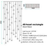 Lustre en cristal moderne avec boule tournante LED suspendue - LUXE LUMINEUX | Marco Lucetti 46 têtes-rectangle / Blanc chaud