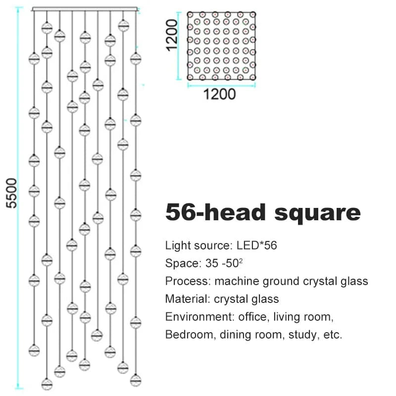 Lustre en cristal moderne avec boule tournante LED suspendue - LUXE LUMINEUX | Marco Lucetti 56 carrés de tête / Blanc chaud