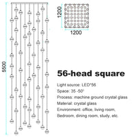 Lustre en cristal moderne avec boule tournante LED suspendue - LUXE LUMINEUX | Marco Lucetti 56 carrés de tête / Blanc chaud